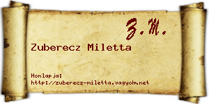 Zuberecz Miletta névjegykártya